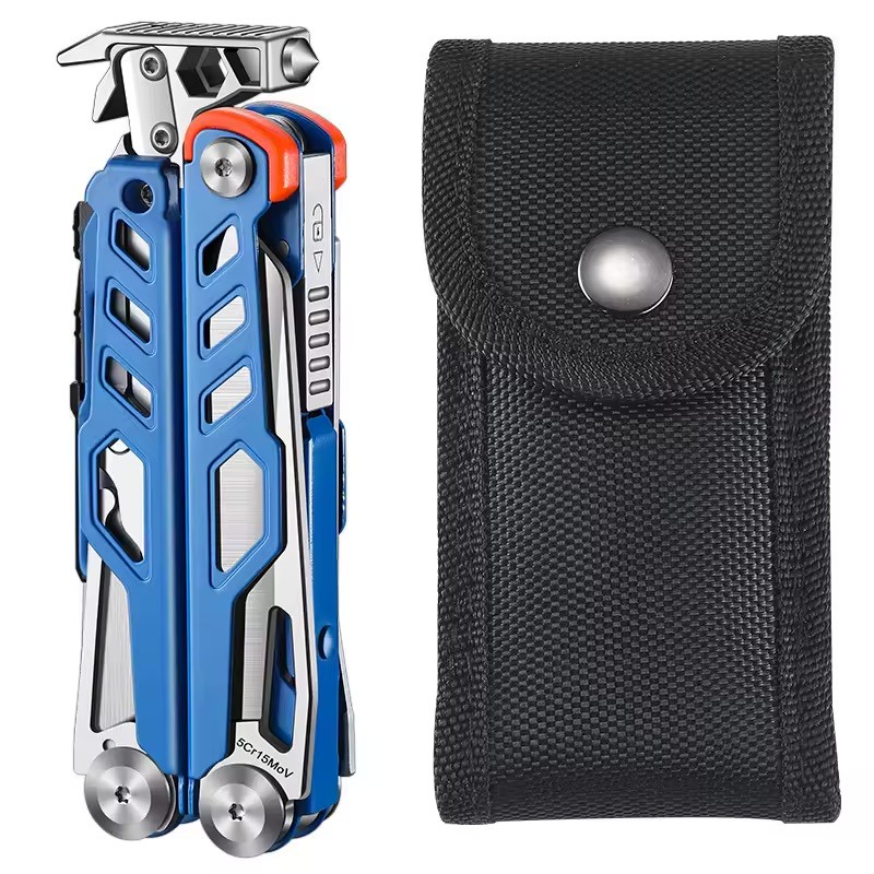 DiaCamping - Pince EDC multifonction Bleue avec Etui en nylon